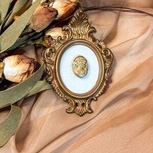 Gold Cameo Art Ornately Framed